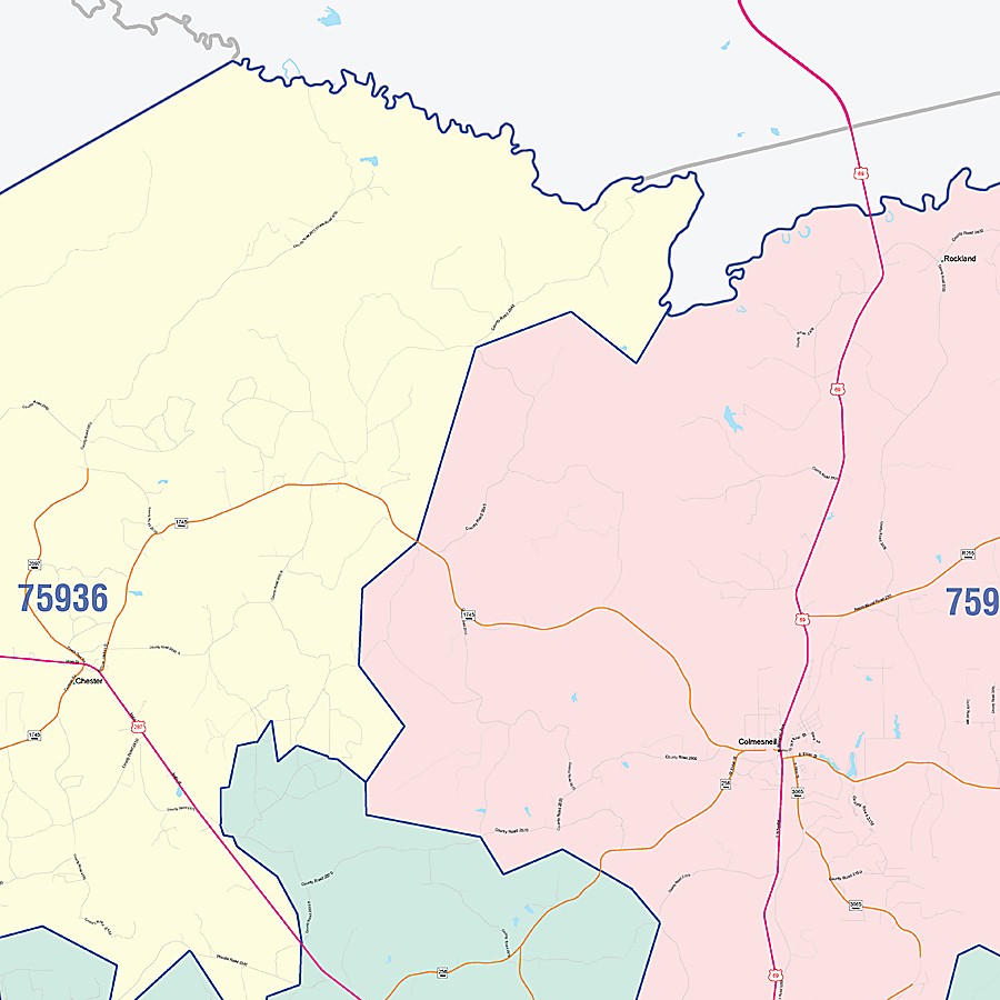 Tyler County, TX Colorcast Style Wall Map