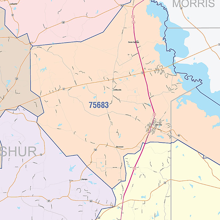 Upshur County, TX Colorcast Style Wall Map