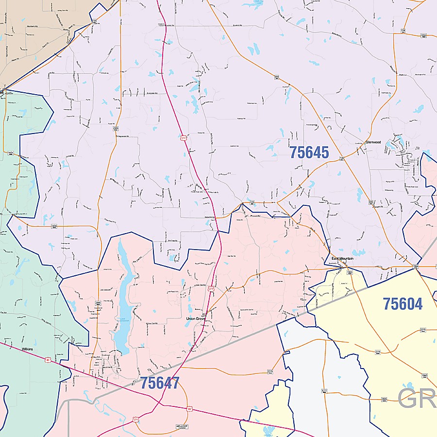 Upshur County, TX Colorcast Style Wall Map