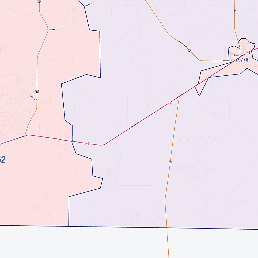 Upton County, TX Colorcast Style Wall Map