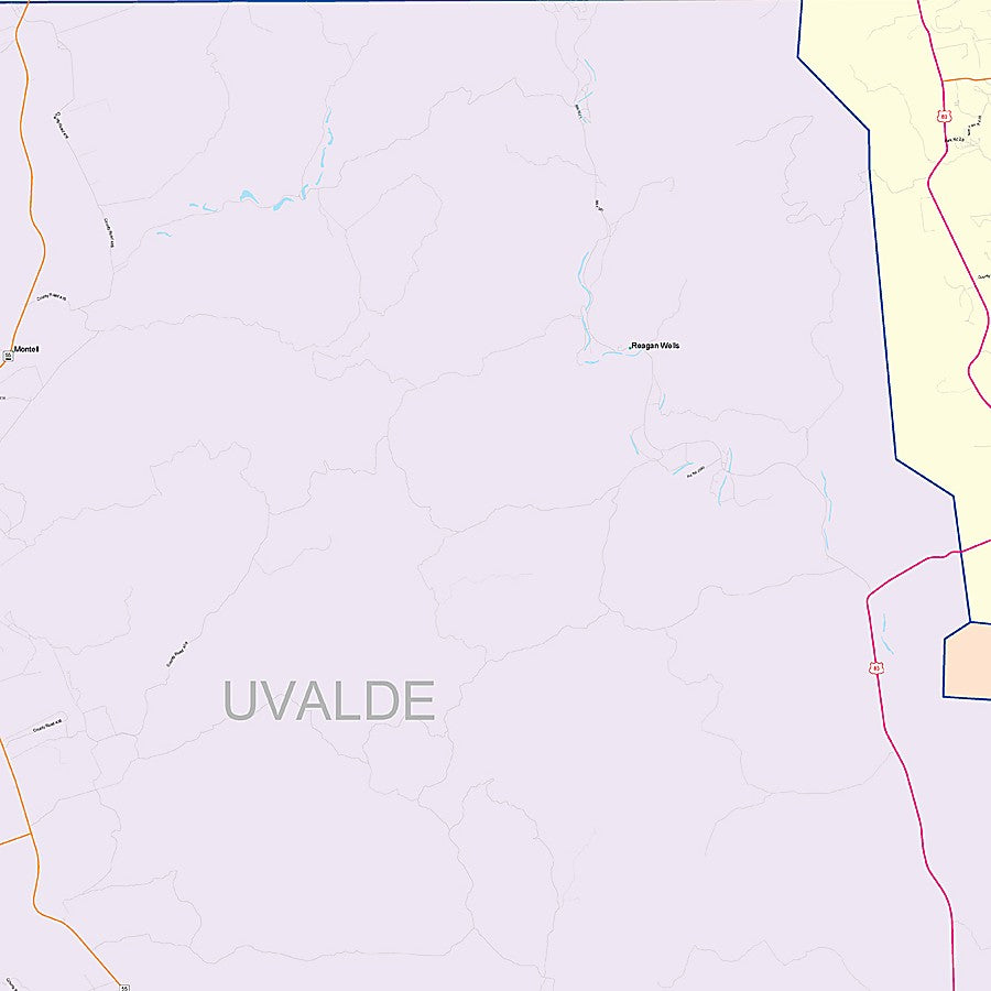 Uvalde County, TX Colorcast Style Wall Map