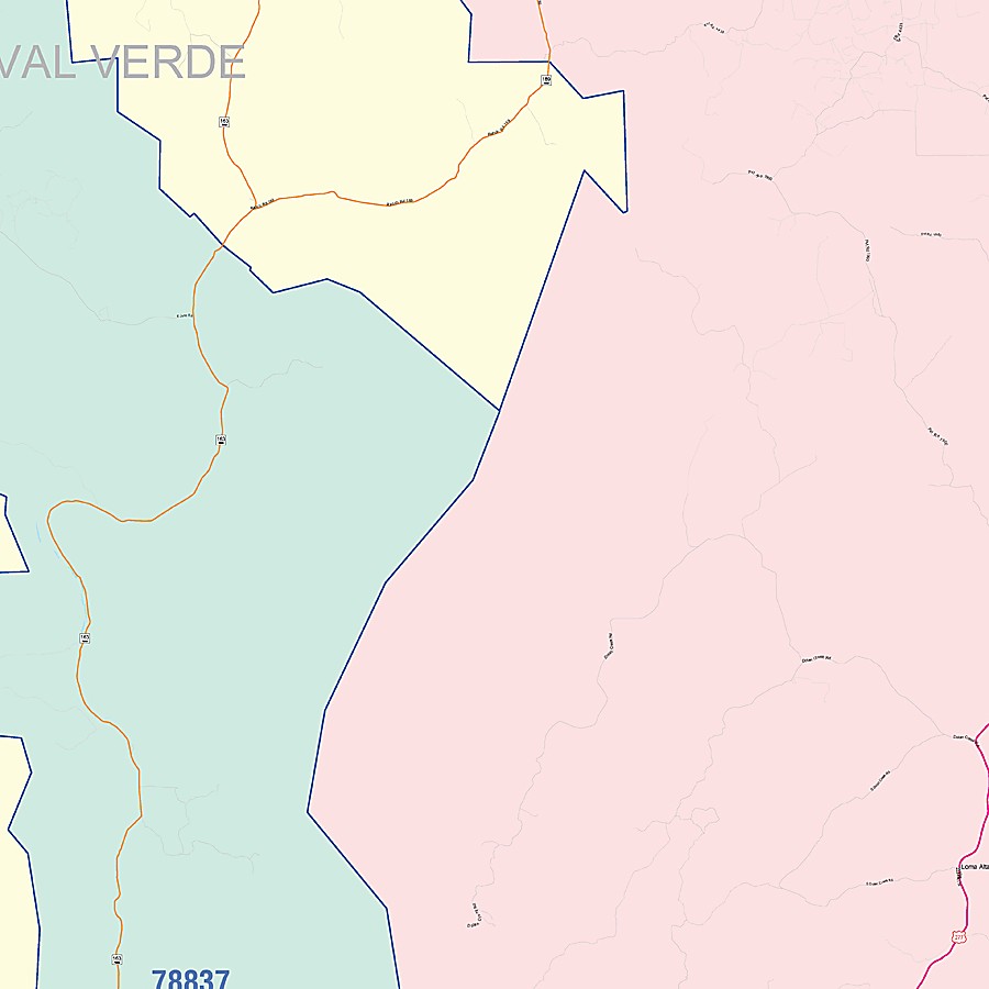 Val Verde County, TX Colorcast Style Wall Map
