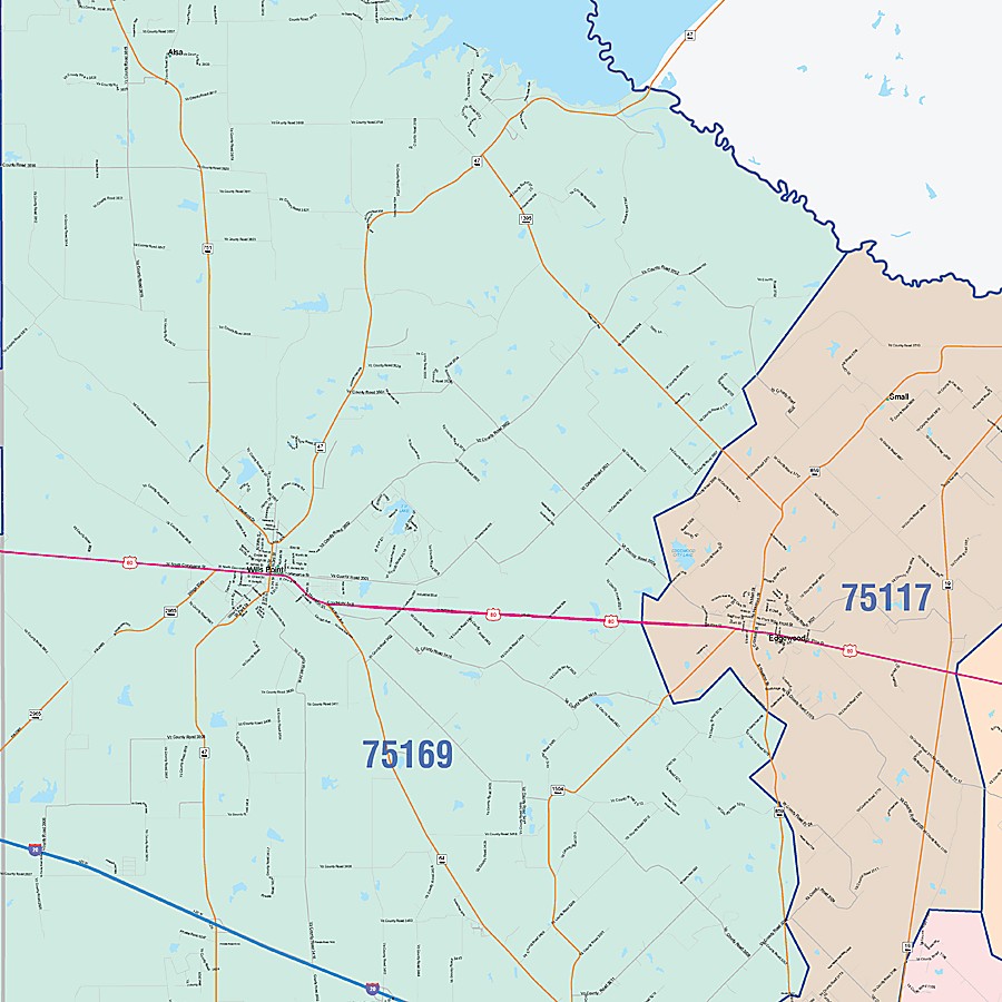 Van Zandt County, TX Colorcast Style Wall Map