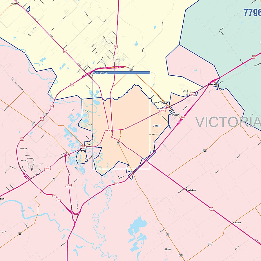 Victoria County, TX Colorcast Style Wall Map