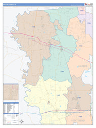Waller County, TX Colorcast Style Wall Map