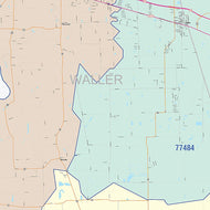Waller County, TX Colorcast Style Wall Map
