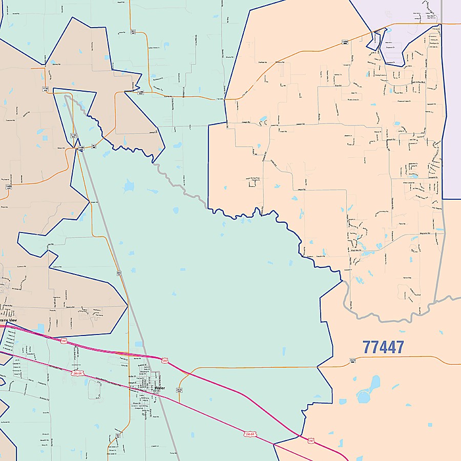 Waller County, TX Colorcast Style Wall Map