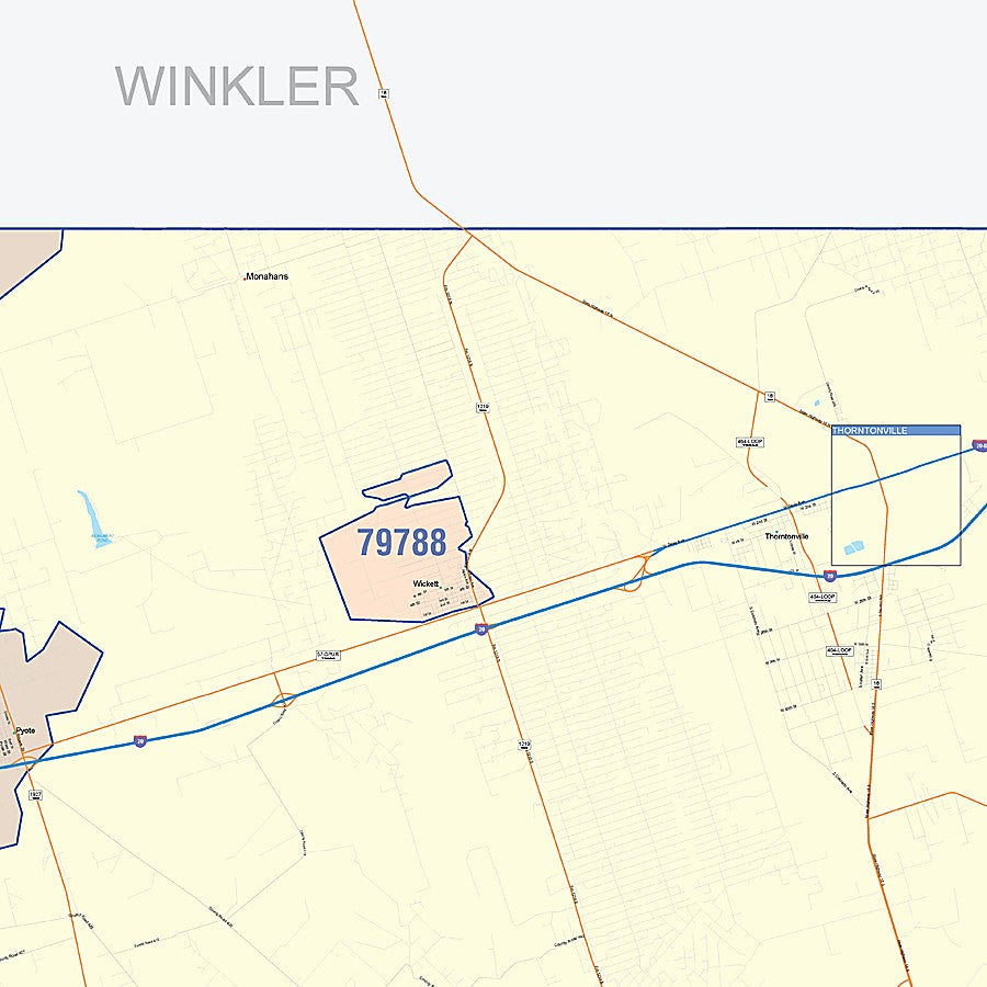 Ward County, TX Colorcast Style Wall Map