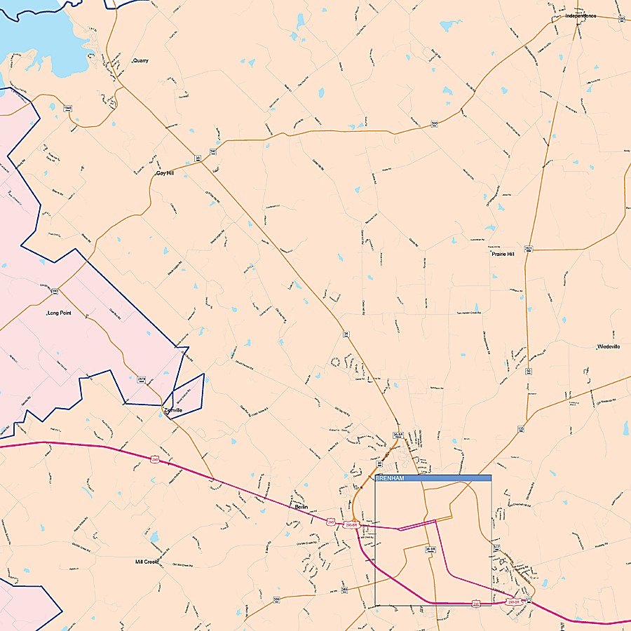 Washington County, TX Colorcast Style Wall Map