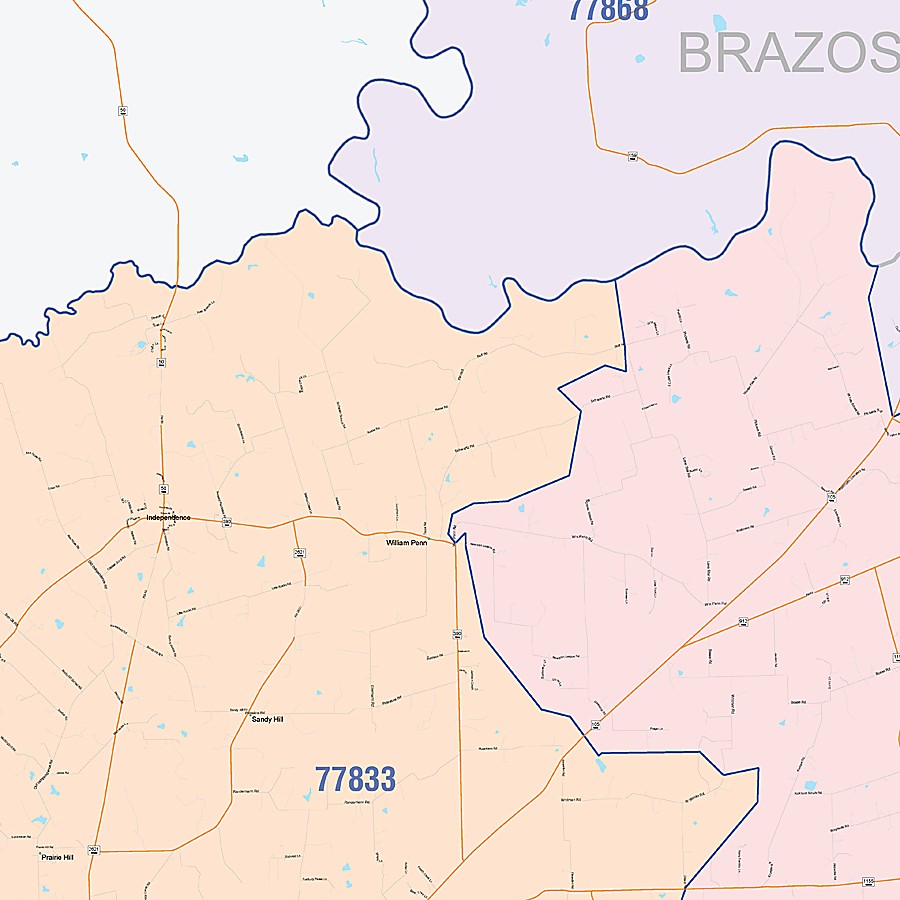 Washington County, TX Colorcast Style Wall Map