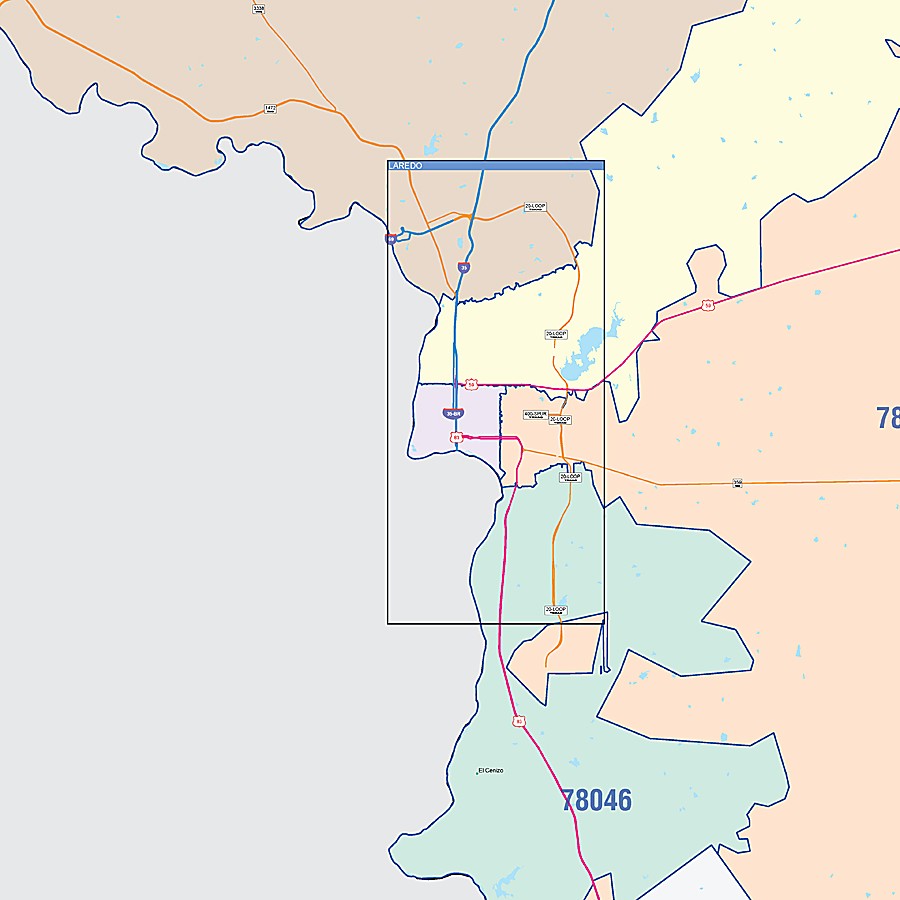 Webb County, TX Colorcast Style Wall Map