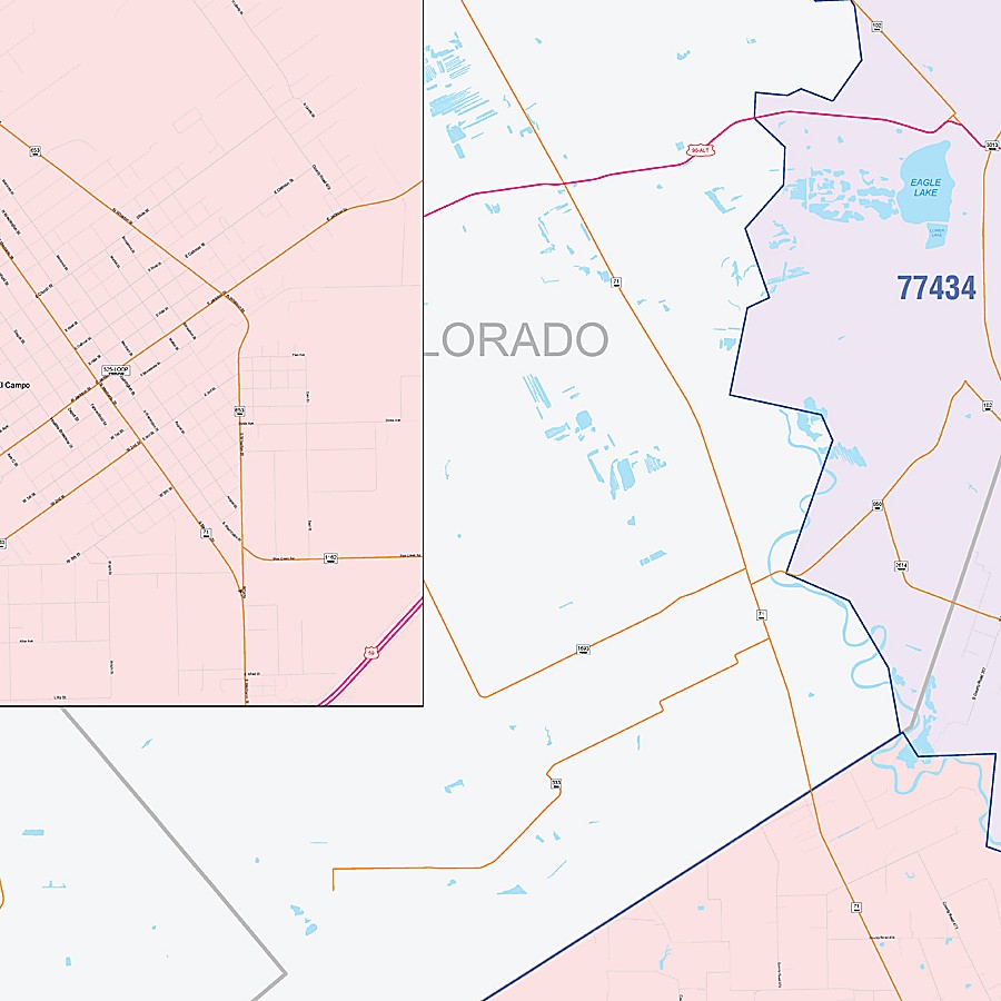 Wharton County, TX Colorcast Style Wall Map