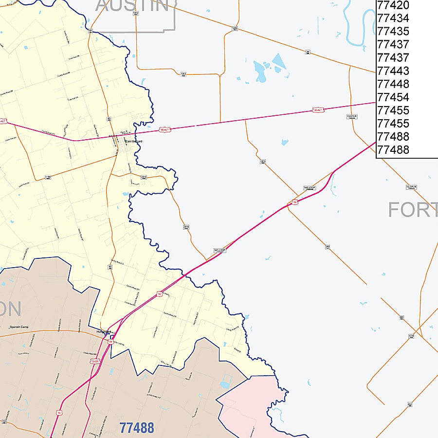 Wharton County, TX Colorcast Style Wall Map