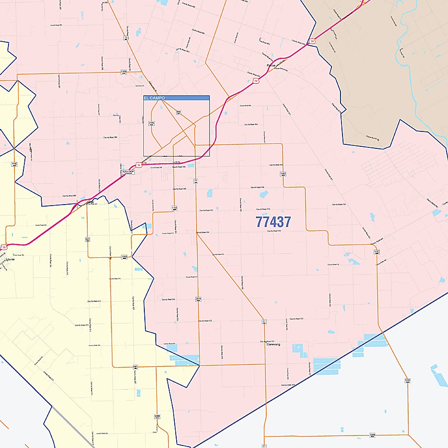 Wharton County, TX Colorcast Style Wall Map