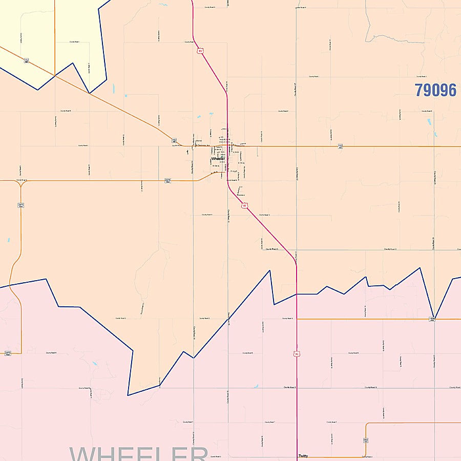 Wheeler County, TX Colorcast Style Wall Map