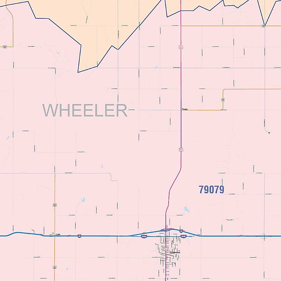 Wheeler County, TX Colorcast Style Wall Map