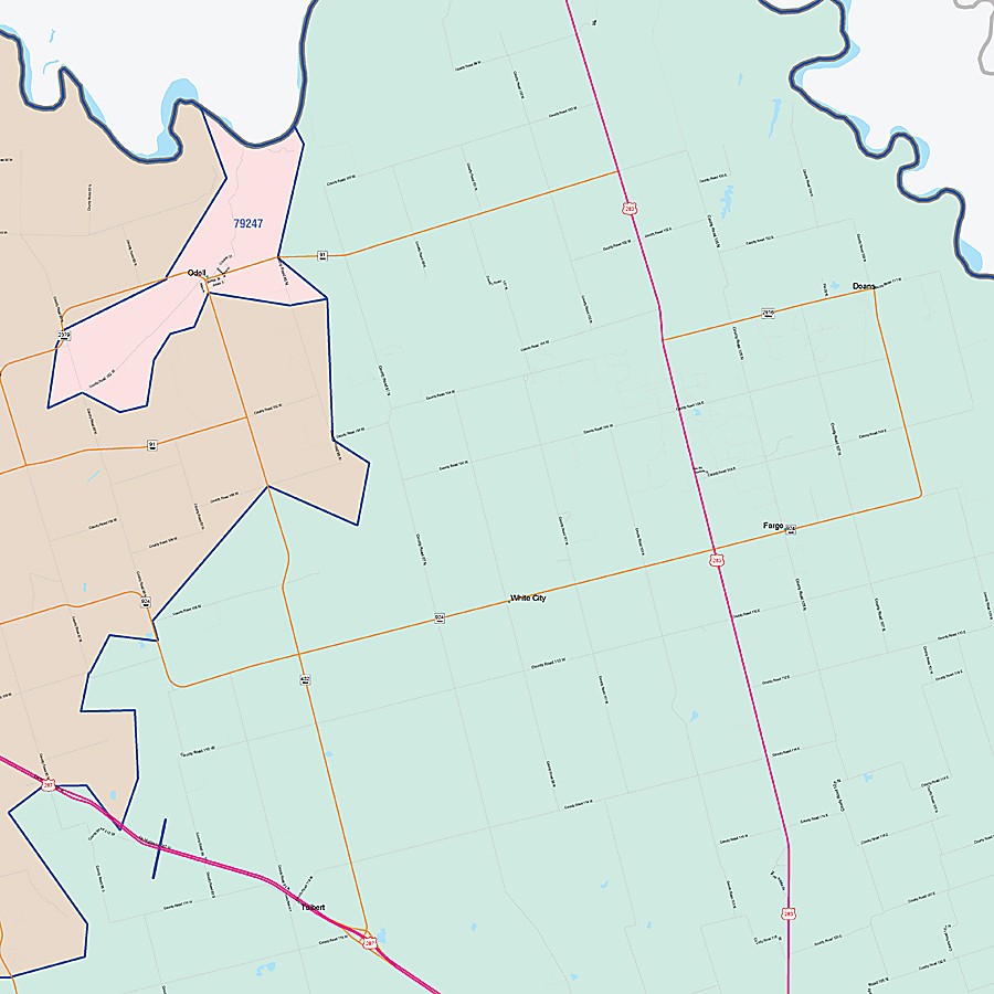 Wilbarger County, TX Colorcast Style Wall Map