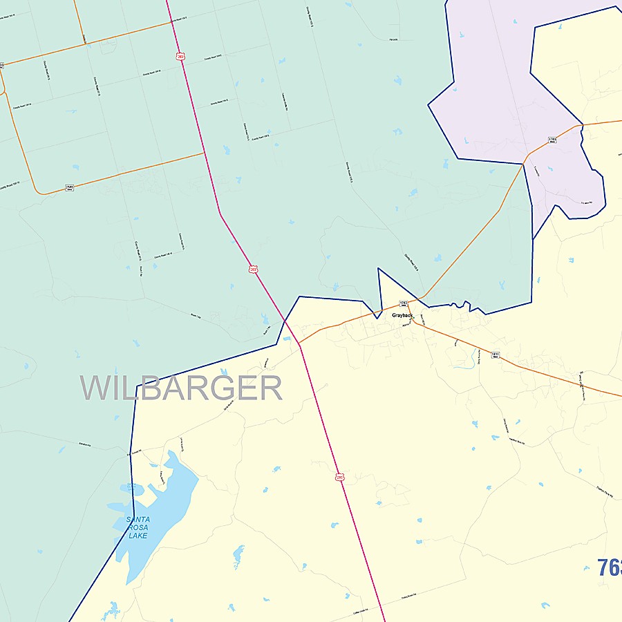 Wilbarger County, TX Colorcast Style Wall Map