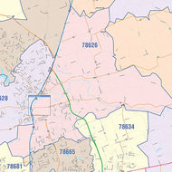 Williamson County, TX Colorcast Style Wall Map