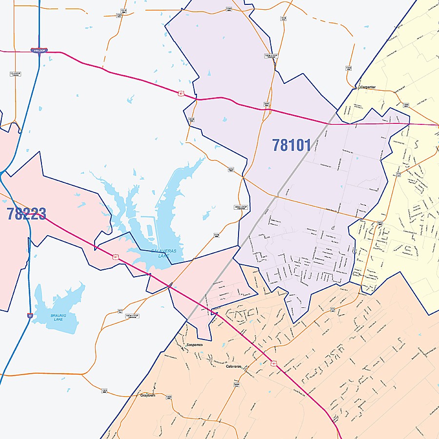 Wilson County, TX Colorcast Style Wall Map