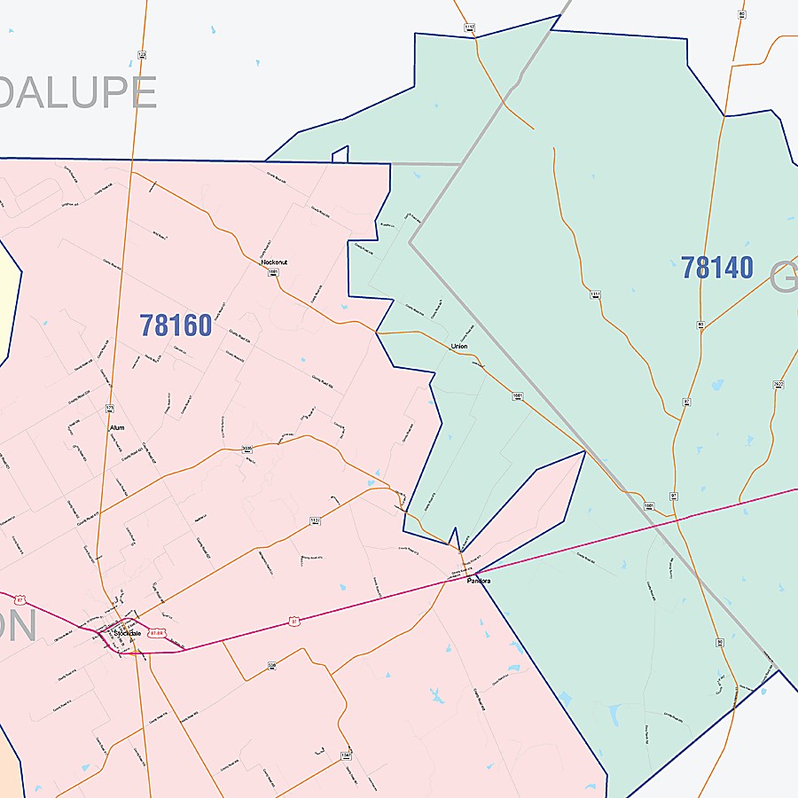 Wilson County, TX Colorcast Style Wall Map