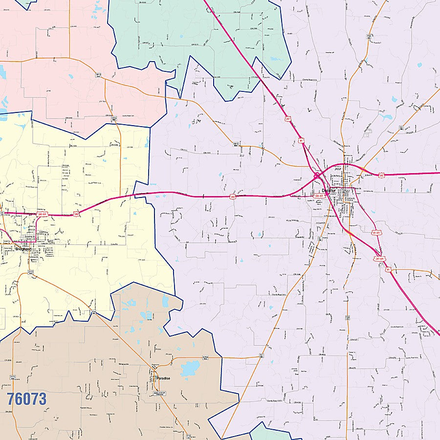 Wise County, TX Colorcast Style Wall Map