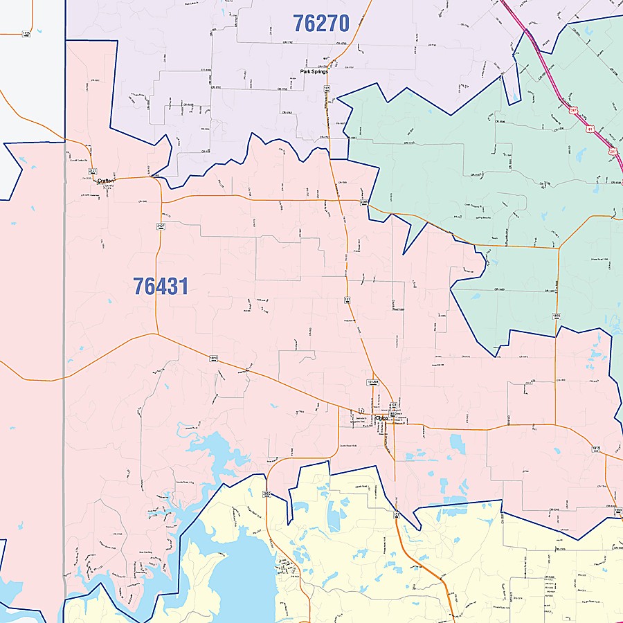 Wise County, TX Colorcast Style Wall Map