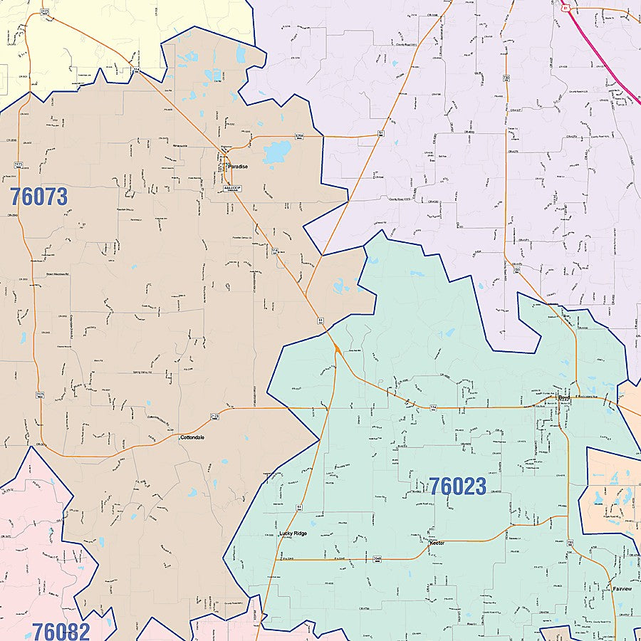 Wise County, TX Colorcast Style Wall Map
