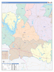 Wood County, TX Colorcast Style Wall Map