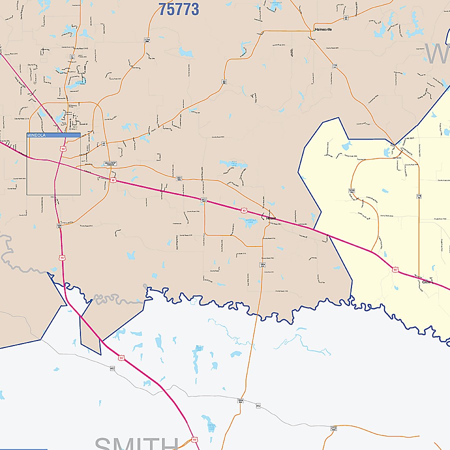 Wood County, TX Colorcast Style Wall Map