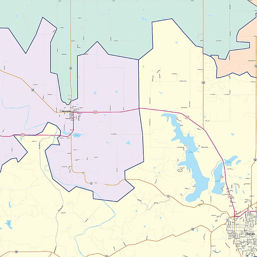 Young County, TX Colorcast Style Wall Map