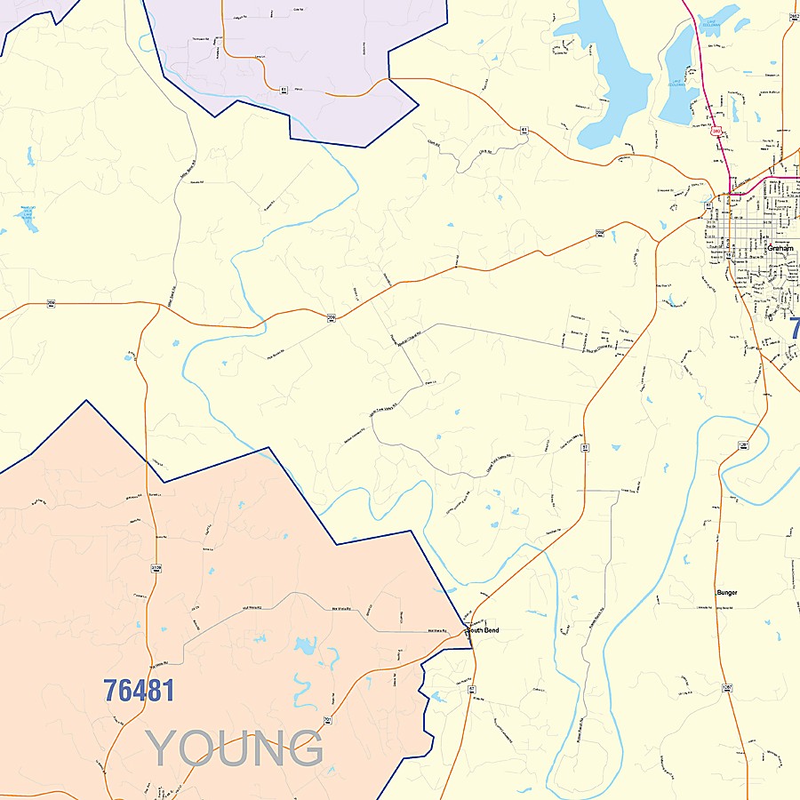 Young County, TX Colorcast Style Wall Map