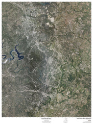 Austin Area Satellite View Wall Map