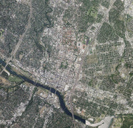 Austin Area Satellite View Wall Map