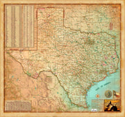 Antique Style Texas Wall Map, Gulf of America Edition