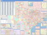 Colorcast Style Wall Map of Texas