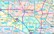 Colorcast Style Wall Map of Texas