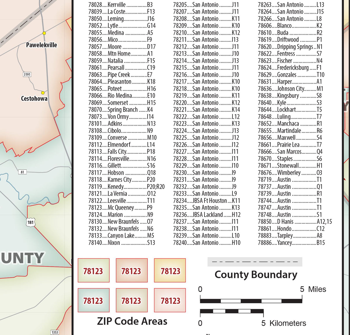 Greater San Antonio Metro Area Zip Code Map