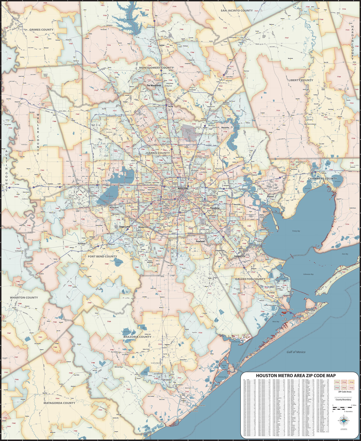 Houston Metro Area ZIP Code Map