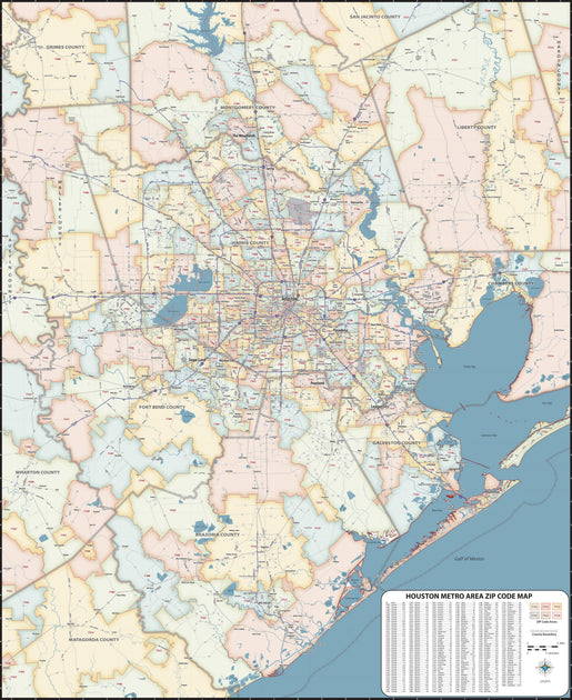 Greater Houston Metro Area ZIP Code Map – Texas Map Store