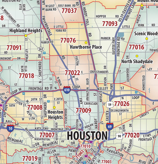 Greater Houston Metro Area ZIP Code Map