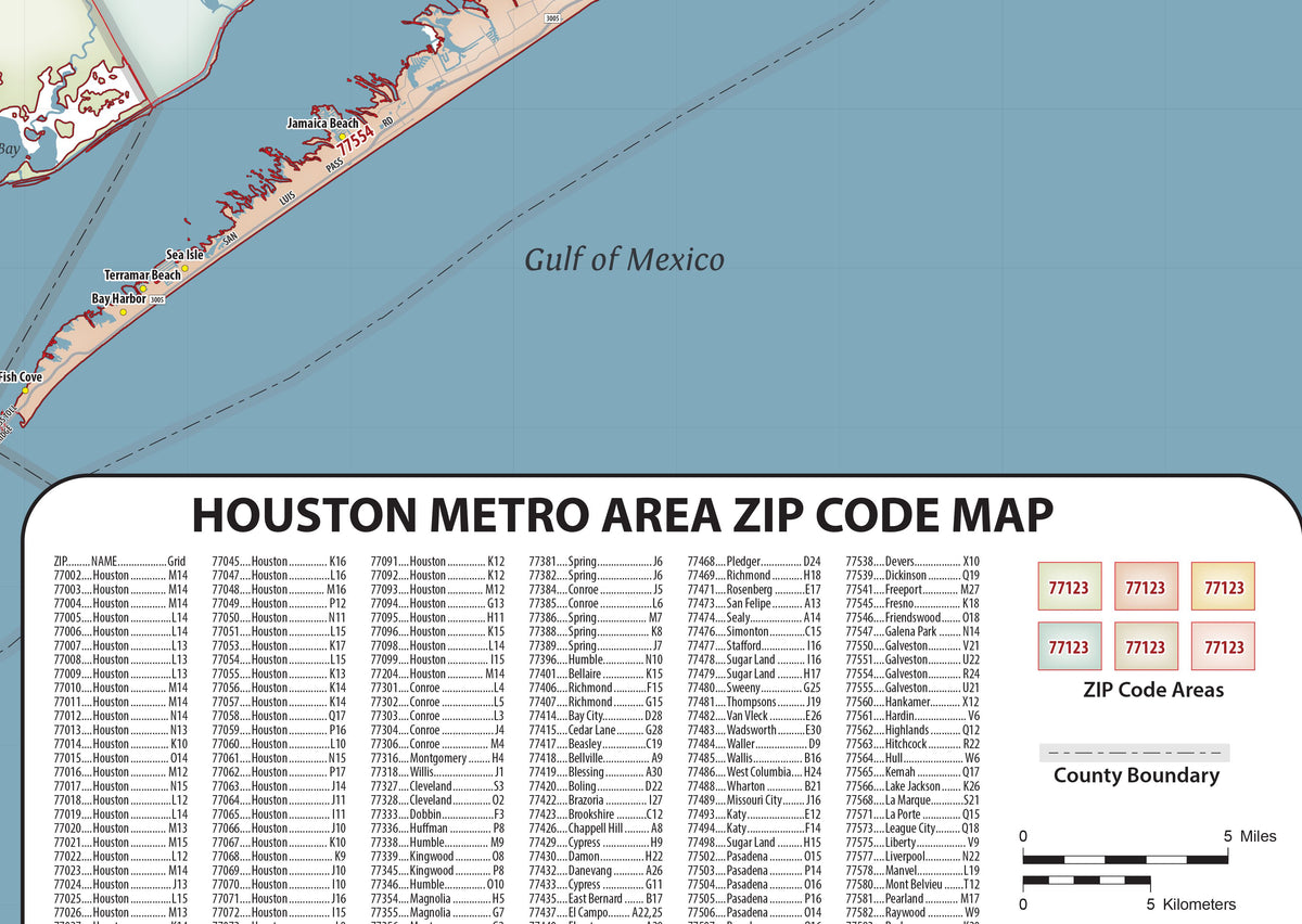 Houston Metro Area ZIP Code Map
