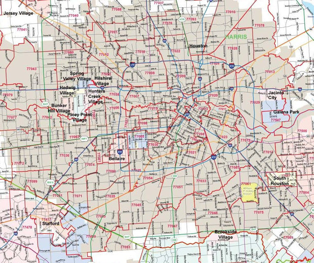 Houston Metro Area Major Arterial Wall Map by True North Publishing