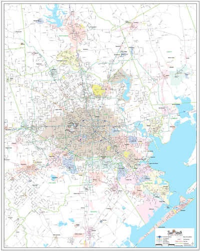 Houston Metro Area Major Arterial Wall Map by True North Publishing