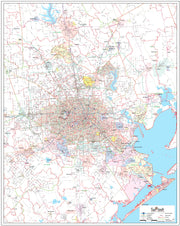 Houston Metro Area Major Arterial Wall Map by True North Publishing