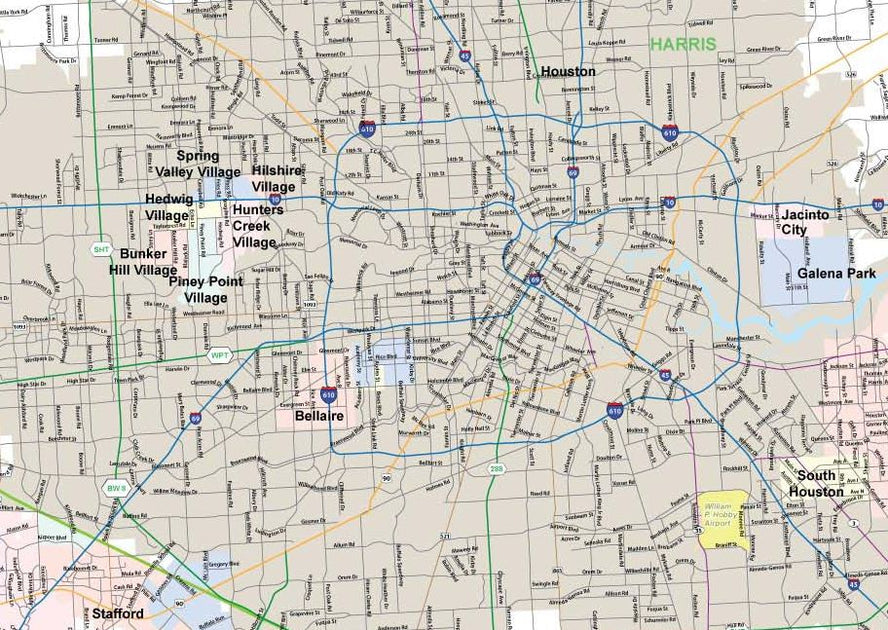 Houston - Harris County Major Arterial Wall Map by True North Publishi ...