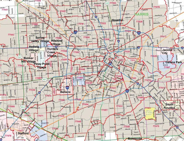 Houston - Harris County Major Arterial Wall Map by True North Publishing