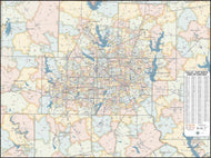 DFW Greater Metro Area Zip Code Wall Map