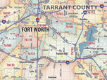 DFW Greater Metro Area Zip Code Wall Map