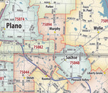 DFW Greater Metro Area Zip Code Wall Map